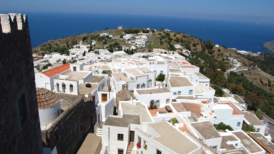 patmos town view overhead